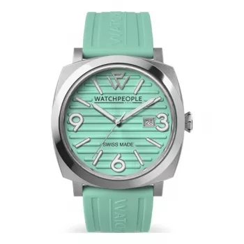 WATCHPEOPLE dámske hodinky 700986 quartz analógové 45 mm puzdro z nehrdzavejúcej ocele biely ciferník čierny kožený remienok