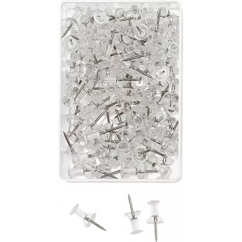 WEDO pripináčiky, číre, 100 ks, hrúbka hrotu 12 mm, priemer hlavičky 10 mm, v priehľadnej plastovej krabičke (54 249)