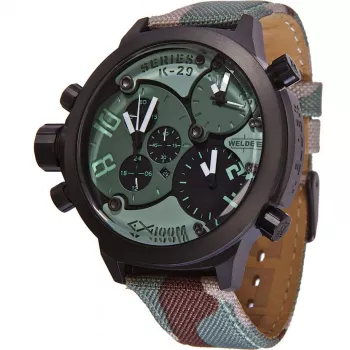 WELDER MAN K29-8004 53mm analógové quartz hodinky čierny ciferník kožený remienok