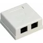 Wentronic Goobay 77633 Cat 6 tienená povrchová RJ45 sieťová zásuvka, 2-port, biela