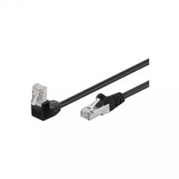 Wentronic Goobay CAT 5e F/UTP patch kábel, 3 m, čierna, 1x 90° zahnutý RJ45, CCA, Gigabit Ethernet 94189