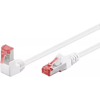 WENTRONIC Goobay CAT 6 patch kábel, 1x 90° zahnutý, S/FTP (PiMF), biely, 0,25 m - Latch Up, LSZH bez halogénov, meď (51548)