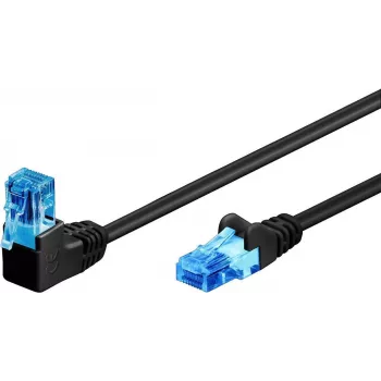 WENTRONIC Goobay CAT 6A patch kábel, 1x 90° zahnutý, U/UTP, čierny, 10 m - západka hore, CCA hliník potiahnutý meďou (51533)