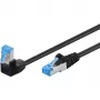 Wentronic Goobay CAT 6A S/FTP patch kábel, RJ45 na RJ45 90° zahnutý, 0,5 m, čierny, LSZH, meď, 10 Gbps 51556