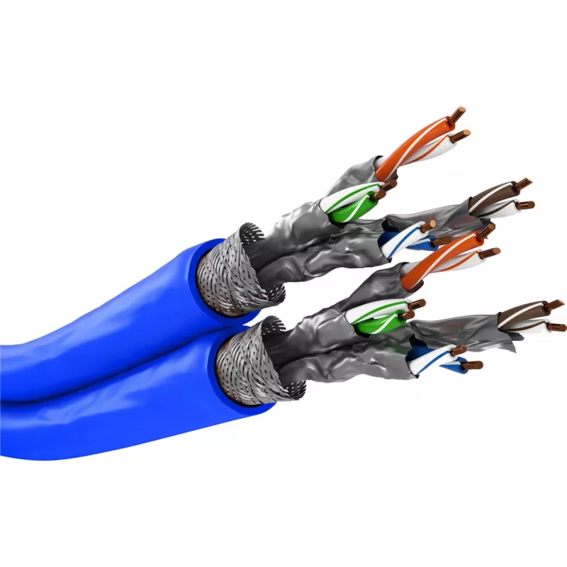 Wentronic Goobay CAT 7A duplex sieťový kábel S/FTP PiMF modrý - medený vodič CU AWG 22/1 (75716)