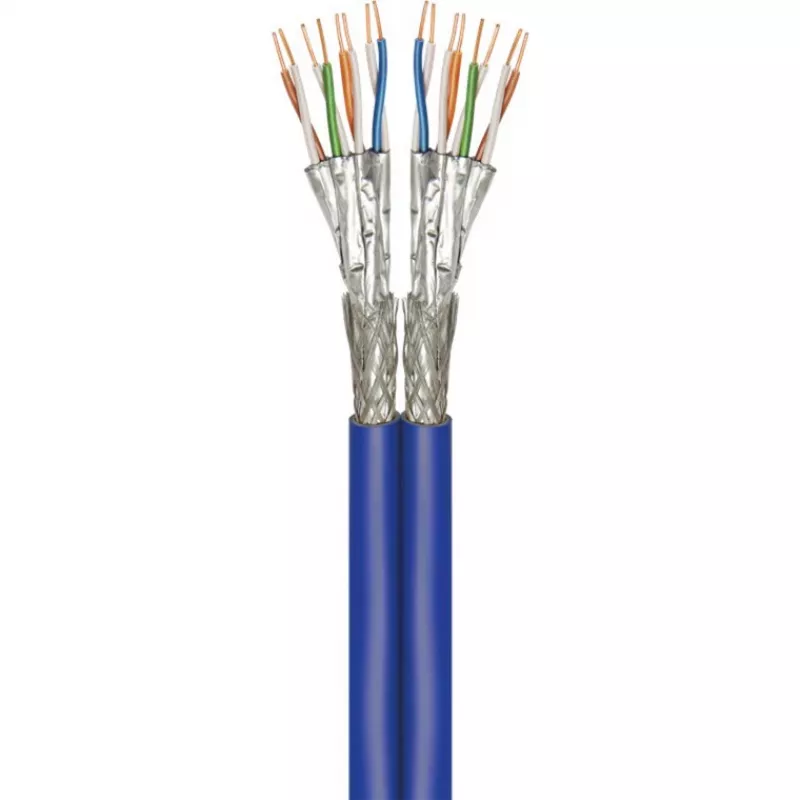 Wentronic Goobay CAT 7A duplex sieťový kábel S/FTP PiMF modrý - medený vodič CU AWG 22/1 (75716)