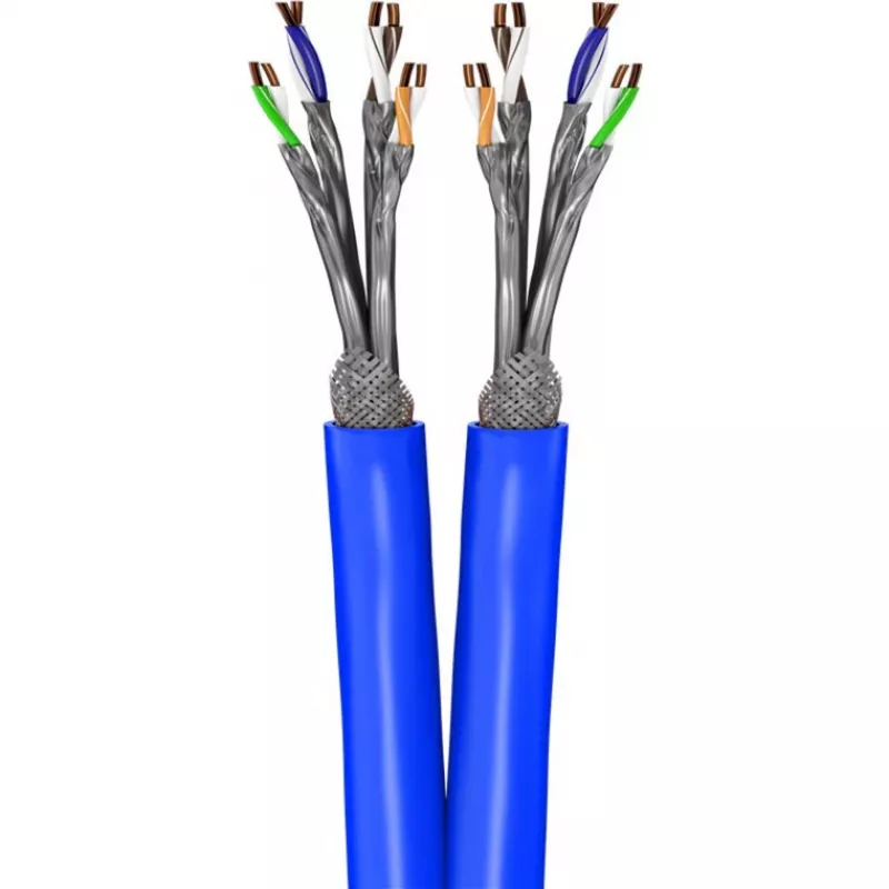 Wentronic Goobay CAT 7A duplex sieťový kábel S/FTP PiMF modrý - medený vodič CU AWG 22/1 (75716)