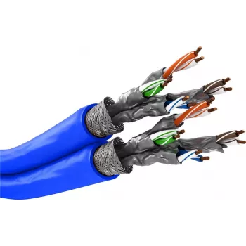 Wentronic Goobay CAT 7A duplex sieťový kábel S/FTP PiMF modrý - medený vodič CU AWG 22/1 (75716)