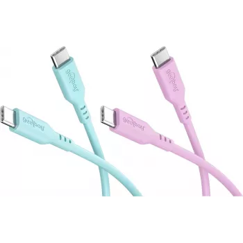WENTRONIC Goobay Coral Crush Set 2x USB-C silikónový kábel, 1,5 m, tyrkysová & ružová (81260)