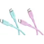 WENTRONIC Goobay Coral Crush Set 2x USB-C silikónový kábel, 1,5 m, tyrkysová & ružová (81260)
