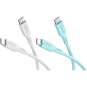 WENTRONIC Goobay Crystal Lagoon set 2x USB-C silikónový kábel, 1,5 m, biely & tyrkysový (81259)