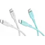 WENTRONIC Goobay Crystal Lagoon set 2x USB-C silikónový kábel, 1,5 m, biely & tyrkysový (81259)