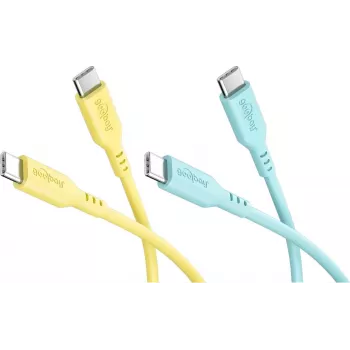 WENTRONIC Goobay Tropic Glow Set 2x USB-C silikónový kábel, 1,5 m, žltá, tyrkysová (81275)