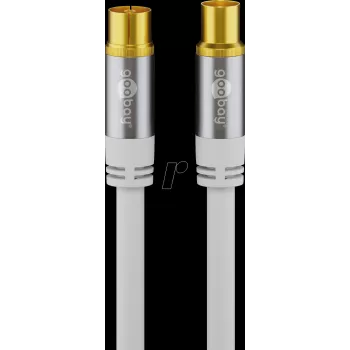 Wentronic Goobay TV anténny kábel 1m biely pozlátený 4-násobne tienený 135dB koax konektor samica na konektor samec 70313