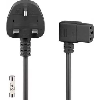Wentronic Goobay UK 3-pin na zahnutý IEC C13 napájací kábel, 2 m, čierny 45767