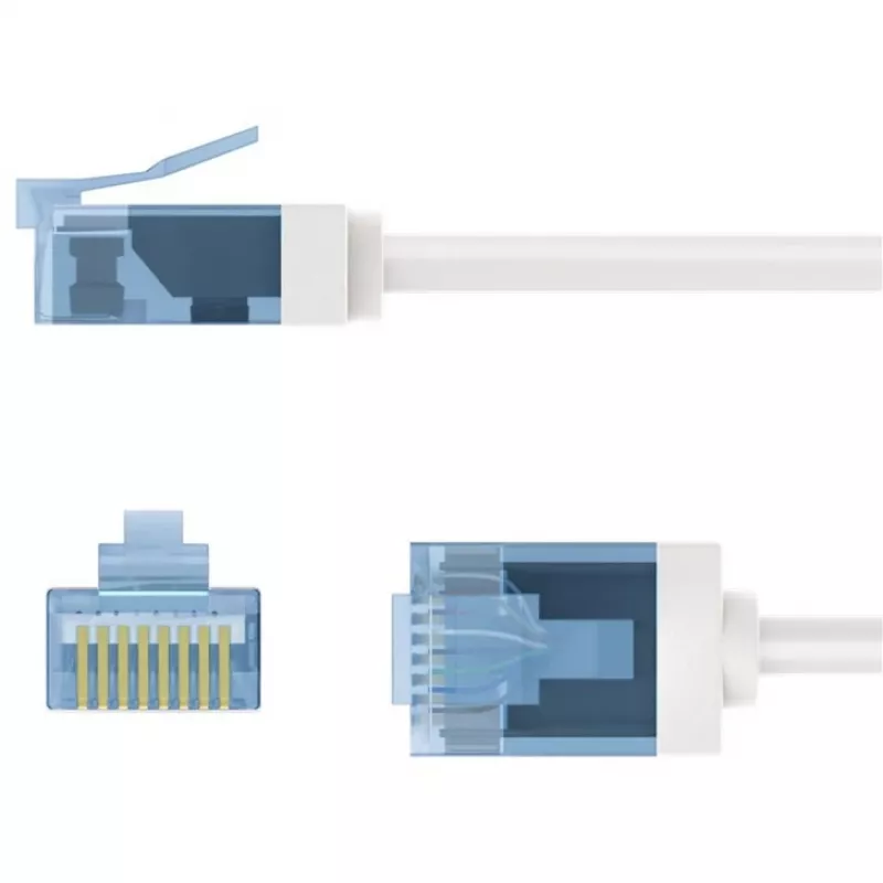 Goobay Ultraflexibilný prepojovací kábel Cat 6A Slim U/UTP, extra krátke konektory, 5 m, biely (74299)