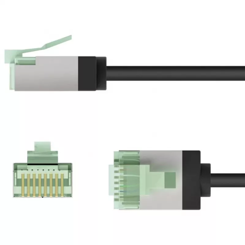 Wentronic Goobay ultra-flexibilný CAT 8.1 Slim S/FTP patch kábel, čierny, 0,25 m, 40 Gbps, extra krátky Snagless RJ45 74355