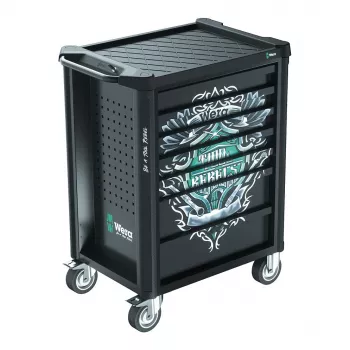 Wera 9700 Tool Rebel dielenský vozík 1, 7 zásuviek, pracovná doska z ušľachtilej ocele, zelená/čierna