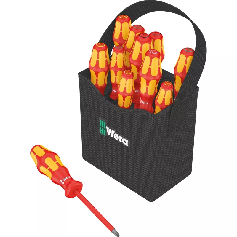 Wera Kraftform 2go 100 sada skrutkovacích bitov, 11-dielna, Phillips, Pozidriv, Torx, 25 mm bity, s Rapidaptor držiakom bitov a textilným puzdrom 05004310001