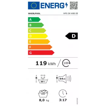 Whirlpool WPS D8 WBS EE sušička s tepelným čerpadlom 8 kg predné plnenie biela