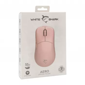 White Shark AERO PINK Bezdrôtová herná myš (ružová, 10000 DPI, 2,4 GHz/USB-C)