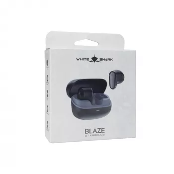 White Shark BLAZE-B GEB-TWS-201 True Wireless Bluetooth 5.1 in-ear slúchadlá s nabíjacie puzdro, IPX4 vodotesnosť, dotykové ovládanie, čierna