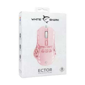 White Shark ECTOR-P GM-5016 Káblová herná myš, 6400 DPI, ružová