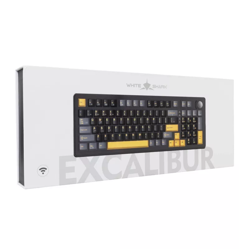 White Shark EXCALIBUR-B TKL mechanická herná klávesnica, KTT Wine Red Linear Hot-Swap, Per-Key RGB, čierna