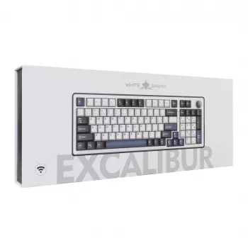 White Shark EXCALIBUR-W mechanická herná klávesnica, 75% rozloženie, KTT Wine Red Hot-Swap, Per-Key RGB, káblová, biela