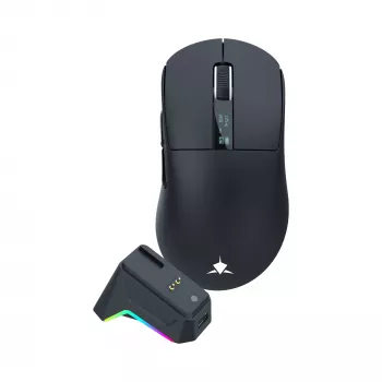 White Shark GAWAIN-B bezdrôtová herná myš, 12000 DPI, 500 mAh, 56 g, čierna