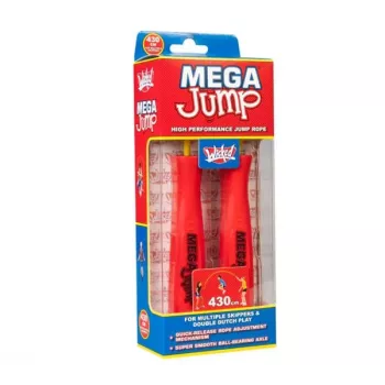 Wicked Vision Mega Jump Double Speed švihadlo s guľôčkovými ložiskami, nastaviteľné 2,8 m PVC, ergonomické rukoväte, bez skrútenia, pre fitness & double unders, modrá/čierna