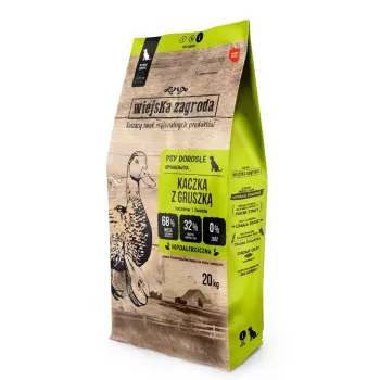 Wiejska Zagroda suché krmivo pre psov kačica s hruškou Adult Medium Chunks 20kg