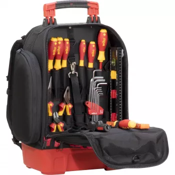 Wiha 45528 súprava elektrikárskeho batohu na náradie, 28-dielna, 385 x 260 x 530 mm, čierna/červená