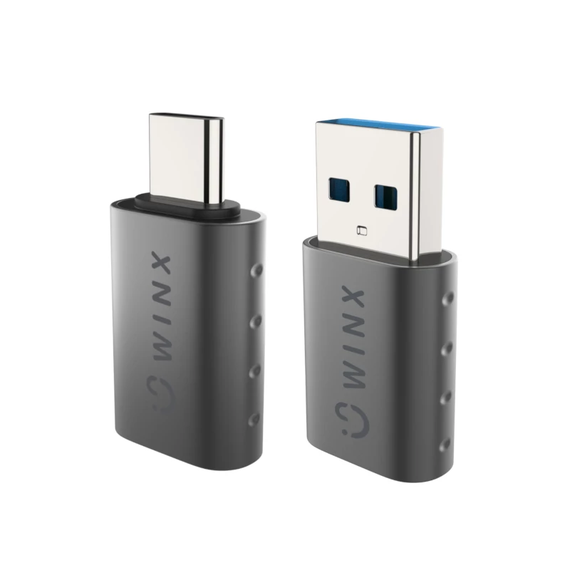 WINX LINK Simple kombinácia adaptérov Type-C a USB – USB-C konektor samec na USB-A konektor samica & USB-A konektor samec na USB-C konektor samica, USB 2.0, 480 Mbit/s, Space Grey