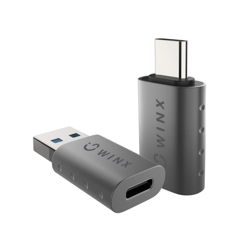 WINX LINK Simple kombinácia adaptérov Type-C a USB – USB-C konektor samec na USB-A konektor samica & USB-A konektor samec na USB-C konektor samica, USB 2.0, 480 Mbit/s, Space Grey