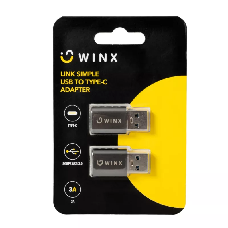 WINX LINK Simple USB na Type-C adaptér, balenie 2 ks (USB-A samec na USB-C samica, 5Gbit/s, 15W, Space Grey, balenie 2 ks)
