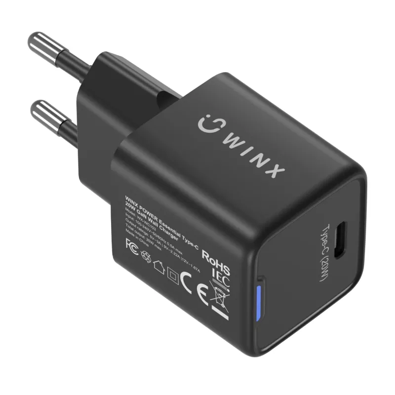 WINX POWER Essential Type-C 20W GaN nástenná nabíjačka - biela