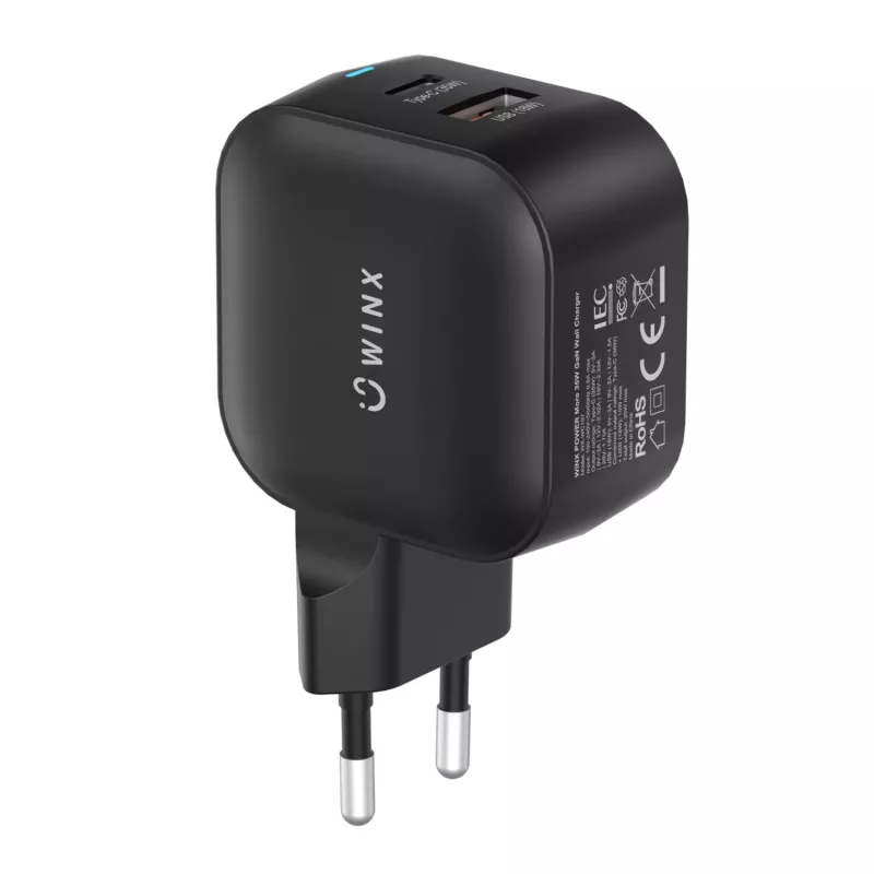 WINX POWER More 35W GaN napájací zdroj - dvojitý USB-C a USB-A, PD 3.0 PPS, biela