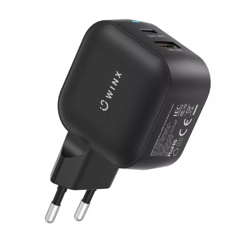 WINX POWER More 35W GaN napájací zdroj - dvojitý USB-C a USB-A, PD 3.0 PPS, biela