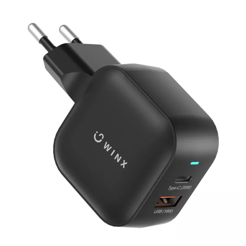 WINX POWER More 35W GaN napájací zdroj - dvojitý USB-C a USB-A, PD 3.0 PPS, biela