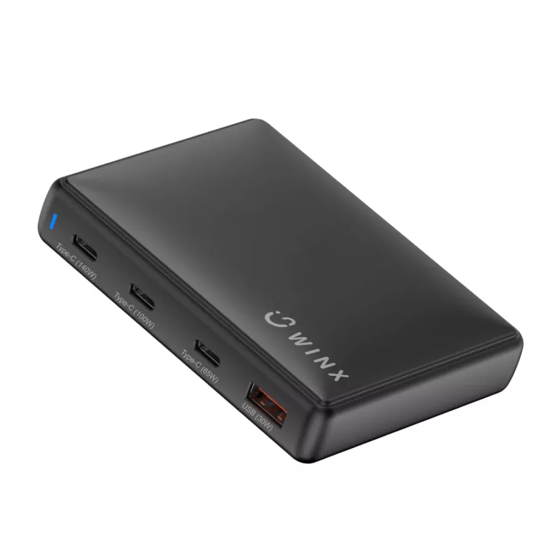 WINX POWER Ultra 140W GaN desktopová nabíjačka - 2x USB-C PD 100W + USB-A QC 22.5W, čierna