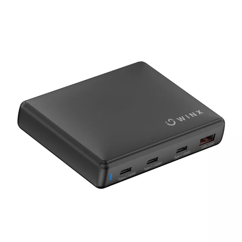 WINX POWER Ultra 140W GaN desktopová nabíjačka - 2x USB-C PD 100W + USB-A QC 22.5W, čierna