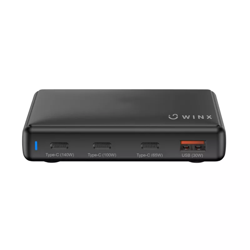 WINX POWER Ultra 140W GaN desktopová nabíjačka - 2x USB-C PD 100W + USB-A QC 22.5W, čierna