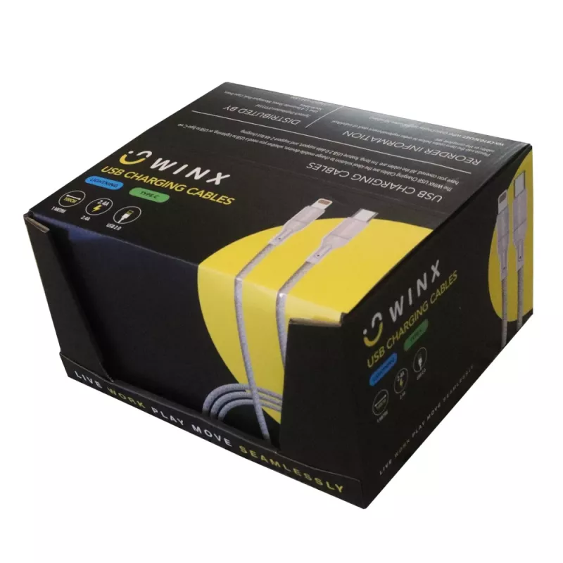 WINX USB-na-Type-C|Lightning nabíjací kábel 2-in-1 rozbočovací kábel 1,2m čierny