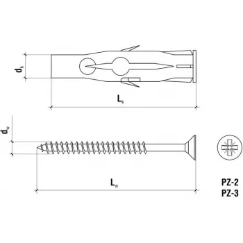 WKRĘT-MET RU-06045 univerzálna hmoždinka 6 x 45 mm, 100 ks, sivá