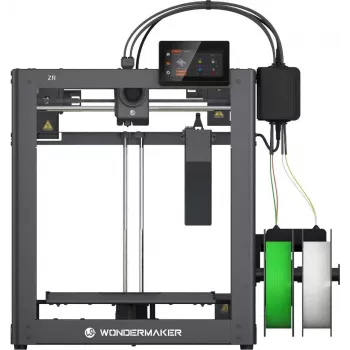WonderMaker ZR 3D tlačiareň s Wi-Fi, 300 x 300 x 300 mm stavebný priestor, 4-farebná tlač, kovový rám, sivá