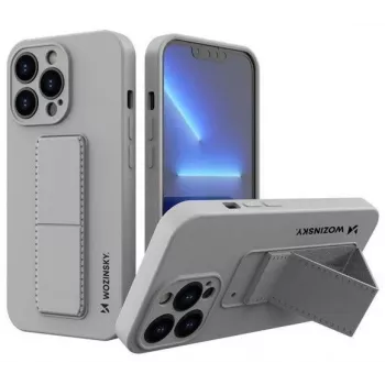 Wozinsky Apple iPhone 13 Kickstand puzdro silikónové puzdro so stojanom sivé