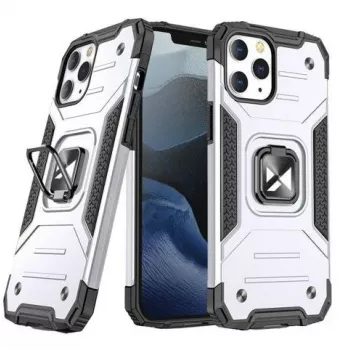 Wozinsky Apple iPhone 13 Ring Armor puzdro so stojanom, robustné nárazuvzdorné krytie, strieborná
