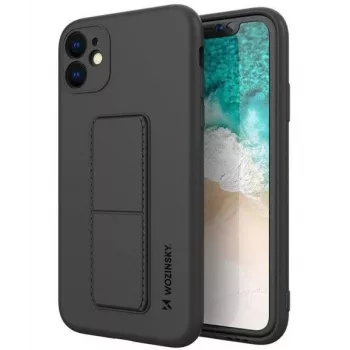 Wozinsky Silicone Kickstand puzdro pre Apple iPhone 12 - čierne