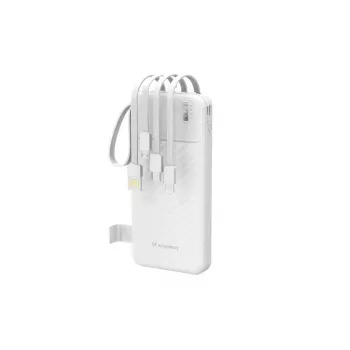 Wozinsky W11-W 10000mAh 10W powerbanka s integrovanými káblami a baterkou biela